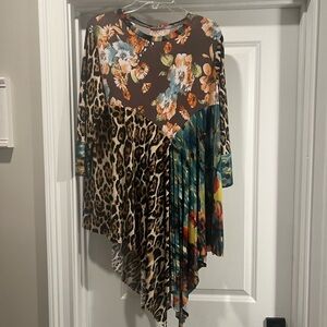 Floral and Leopard Asymmetrical Dress